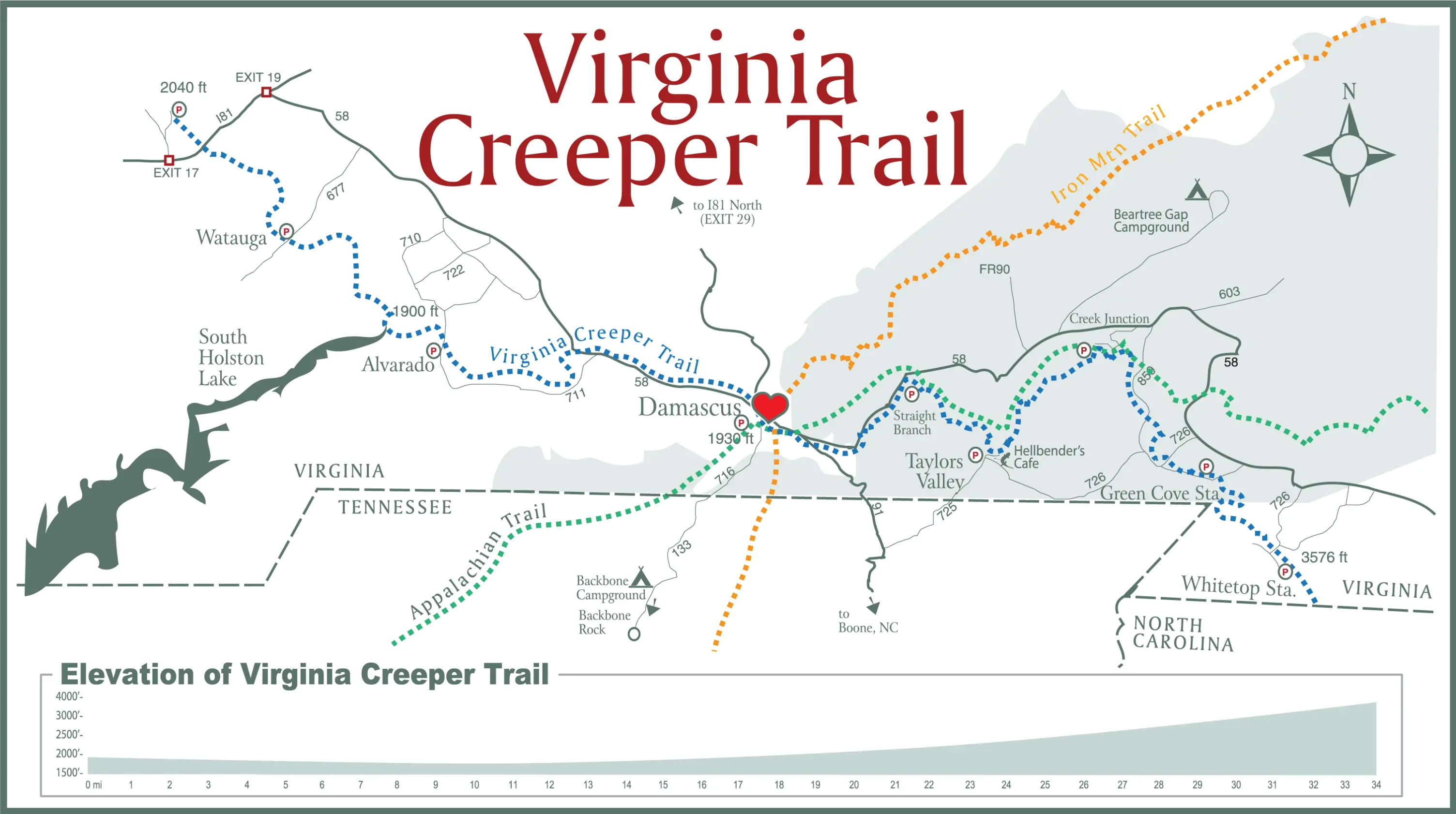 Virginia Creeper Trail Map